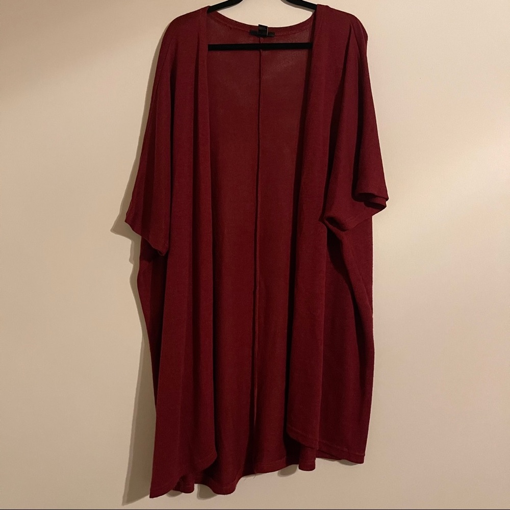 Wine Red Flowy Cardigan